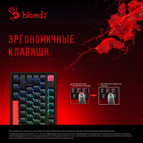 Клавиатура проводная A4Tech Bloody S510N USB, механическая, черный, [s510n (fire black)]